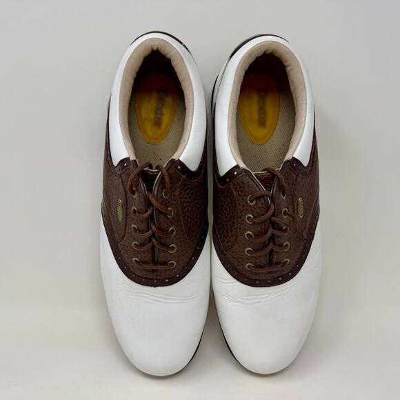 Dexter Leather Pivot Pro Golf Shoes Mens 9 1/2 Oxford Saddle Brown White K.5.4 - Picture 14 of 15